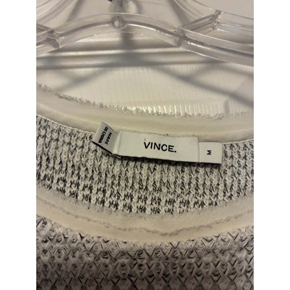 Vince Crew Neck Heathered Sweater Women’s Medium Silk Trim Cotton - Picture 2 of 4